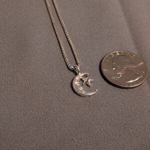 Sterling Silver Moon and Star Pendant Necklace
